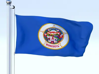 Animated Minnesota Flag Low-poly 3D model