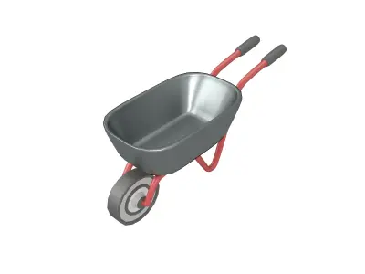 Cartoon Wheelbarrow v1 003 Low-poly 3D model