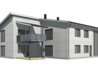 House modern with balconies 3D model