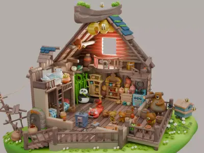 bear house  Low-poly 3D model