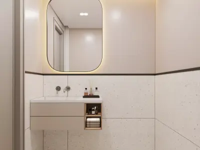 Modern 1 Bedroom Apartment   Complete Interior 3D Scene 3D model