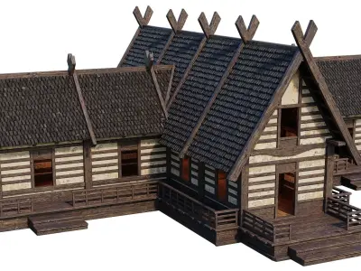 Old Medieval Building House 4K Textures GameReady 86 Low-poly 3D model
