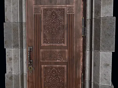 Gothic Castle Door Low-poly 3D model
