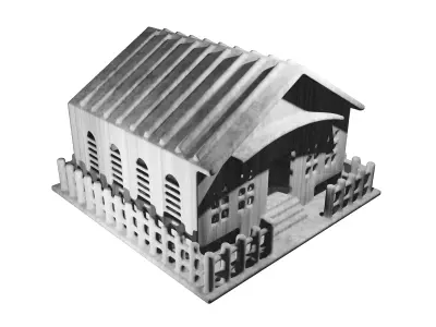 Classic Cartoon House Low-poly 3D model