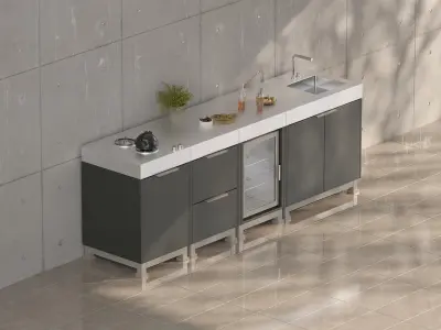 Modern Outdoor Kitchen 02 3D model
