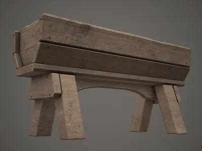 Old Wooden Trough PBR Low Poly Low-poly 3D model