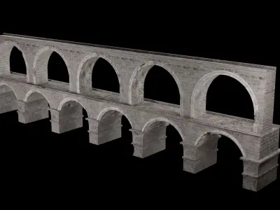 ROMAN BRIDGE GREEK ANCIENT ROAD RAIL OLD STONE COLLECTION Low-poly 3D model