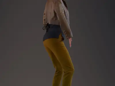 Rigged 3D female with realistic hair Low-poly 3D model