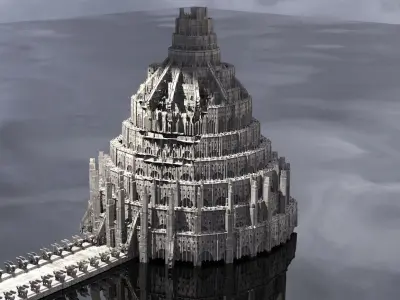 Babylon Tower Sci-Fi version with Towers parts 3D model