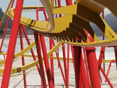 Rollercoaster Low-poly 3D model