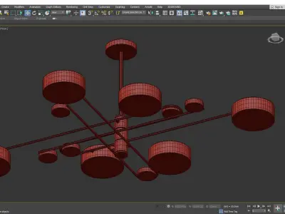 Nordic Starburst LED Ceiling Chandelier Low-poly 3D model