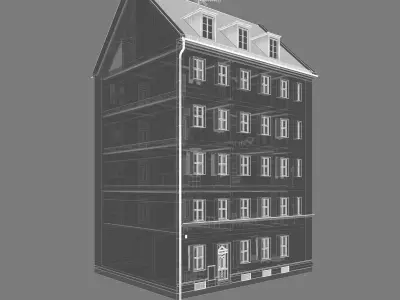 Residential City Building - Row - 02 - Clean Facade 3D model