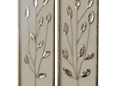Gold Leaf and Linen Panels Artwork 3D model