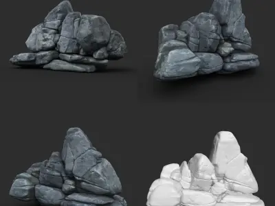 High poly Boulder Rock 230418 3D model
