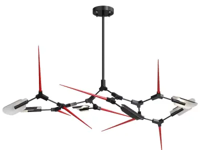 Red Spikes Chandelier 6 Low-poly 3D model