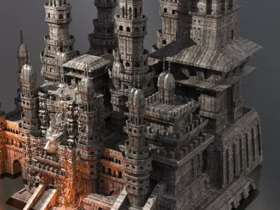 Babylonian King Xerxes Desert temple Towers 3D model