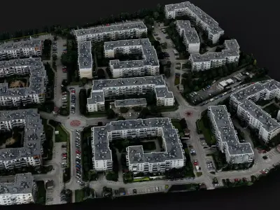 town segment buildings area drone PBR photogrammetry Low-poly 3D model