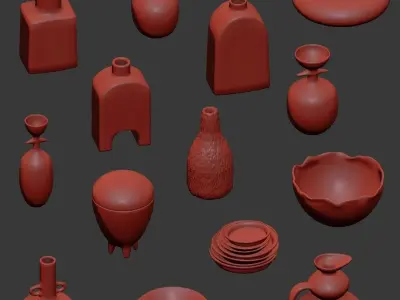 Pottery set v2 - 14 models 3D model