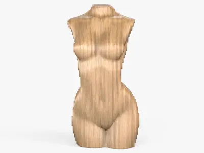 Parametric Sculpture Woman Body Light Wood 3D model