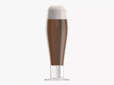 Beer glass with foam 04 3D model