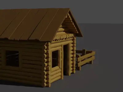Wooden house Lowpoly Style Low-poly 3D model