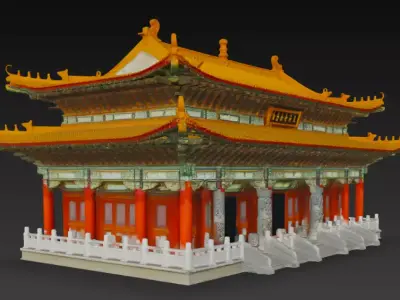 Chinese Temple 3D Model Low-poly 3D model