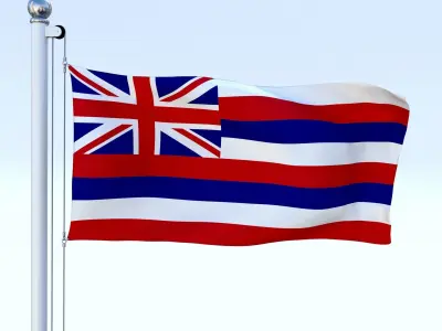 Animated Hawaii Flag Low-poly 3D model