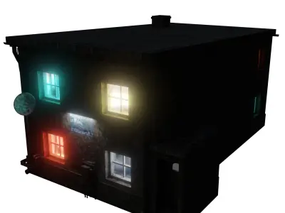 Urban City building 01 Low poly two versions Low-poly 3D model