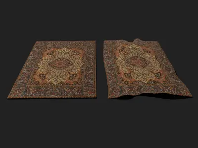 Medieval Flower Design Tapestry Low-poly 3D model