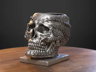 Skull dragon Headphone Stand Cyborg skull dragon Headset  3D print model