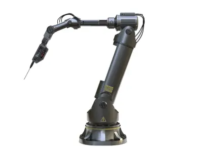Industrial Robotic Arm with Rigged and Animated Low-poly 3D model