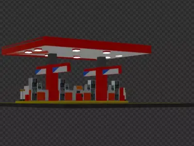 Fuel gas station  Low-poly 3D model