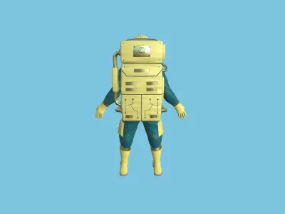 Astronaut Outfit 08 - Green Yellow - Character Design Fashion Low-poly 3D model