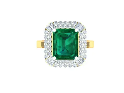 The Classy Cushion Emerald Ring Free 3D print model