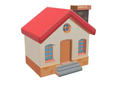 Classic Cartoon House  Low-poly 3D model