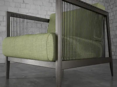 Armchair lounge chair with fabric 3D model