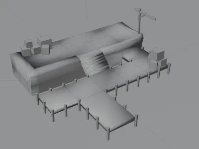 Stylized Wooden Dock with Crates Low-poly 3D model