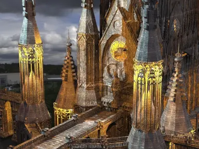 Dark Gothic Cathedral Dagon Architecture 3  3D model