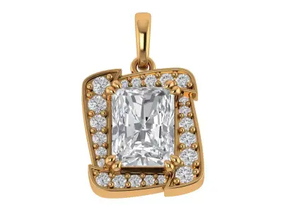 Emerald Round Diamond Pendant 3D print model