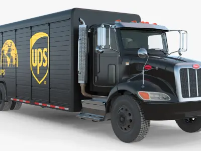  Peterbilt 337 UPS Branded Box Truck Black Rigged for Cinema 4D 