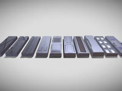 Low-Poly Sci-fi Column Pack Low-poly 3D model