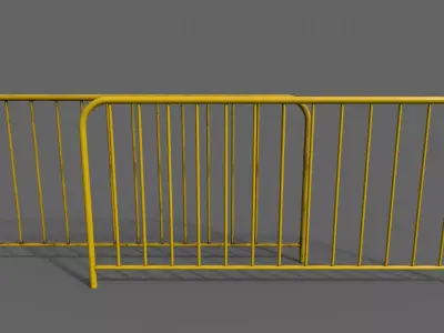 PBR Pedestrian Guard Rail Yellow V1 Low-poly 3D model