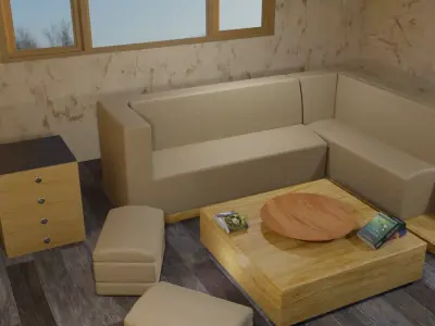 simple Interior room Free low-poly 3D model