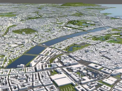 Copenhagen Denmark 50x50km 3D City Map 3D model