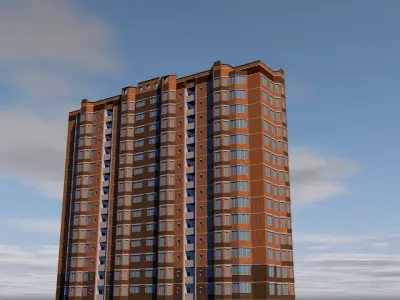 Multi-stored building Low-poly 3D model
