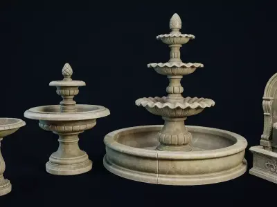 Garden Fountains Low-poly 3D model