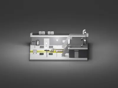 Train Station Isometric Low-poly 3D model