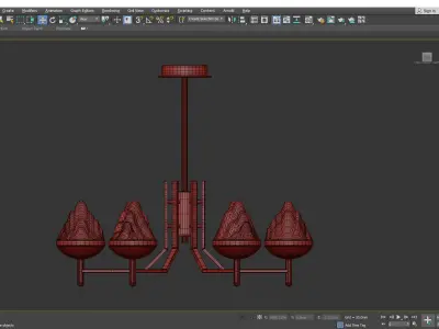 AMINA brass chandelier with four glass shades Low-poly 3D model