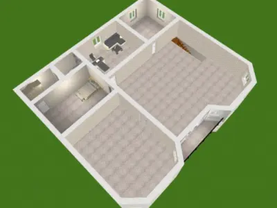 2 storey 6 rooms 16x20 3D model