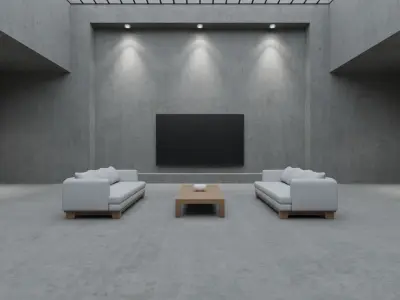 Living Room 02 - Baked Low-poly 3D model